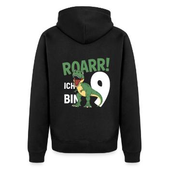 9e anniversaire 9 ans Dino Dinosaur Fan - Veste à capuche bio Premium Unisexe - noir - Dos - Nico (187cm)
