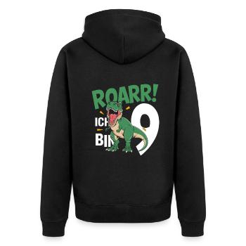 9e anniversaire 9 ans Dino Dinosaur Fan - Veste à capuche bio Premium Unisexe - noir - Dos - Nico (187cm)