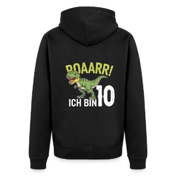 10. Geburtstag 10 Jahre Dino Dinosaurier Fan - Unisex Premium Bio Zip Hoodie - Schwarz - Hinten - Nico (187cm)