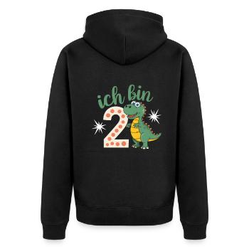 2. Geburtstag 2 Jahre Dino Dinosaurier Fan - Unisex Premium Bio Zip Hoodie - Schwarz - Hinten - Nico (187cm)