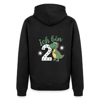 2. Geburtstag 2 Jahre Dino Dinosaurier Fan - Unisex Premium Bio Zip Hoodie - Schwarz - Hinten - Nico (187cm)