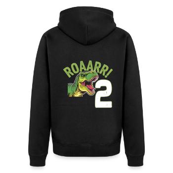 2. Geburtstag 2 Jahre Dino Dinosaurier Fan - Unisex Premium Bio Zip Hoodie - Schwarz - Hinten - Nico (187cm)