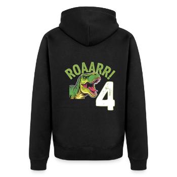4. Geburtstag 4 Jahre Dino Dinosaurier Fan - Unisex Premium Bio Zip Hoodie - Schwarz - Hinten - Nico (187cm)