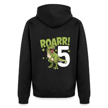 5. Geburtstag 5 Jahre Dino Dinosaurier Fan - Unisex Premium Bio Zip Hoodie - Schwarz - Hinten - Nico (187cm)