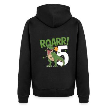 5. Geburtstag 5 Jahre Dino Dinosaurier Fan - Unisex Premium Bio Zip Hoodie - Schwarz - Hinten - Nico (187cm)
