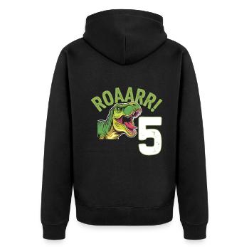 5. Geburtstag 5 Jahre Dino Dinosaurier Fan - Unisex Premium Bio Zip Hoodie - Schwarz - Hinten - Nico (187cm)