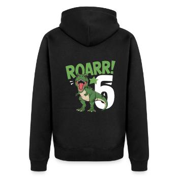 6. Geburtstag 6 Jahre Dino Dinosaurier Fan - Unisex Premium Bio Zip Hoodie - Schwarz - Hinten - Nico (187cm)