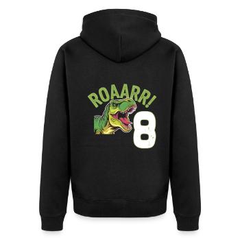 8. Geburtstag 8 Jahre Dino Dinosaurier Fan - Unisex Premium Bio Zip Hoodie - Schwarz - Hinten - Nico (187cm)