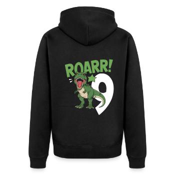 9e anniversaire 9 ans Dino Dinosaur Fan - Veste à capuche bio Premium Unisexe - noir - Dos - Nico (187cm)