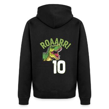 10. Geburtstag 10 Jahre Dino Dinosaurier Fan - Unisex Premium Bio Zip Hoodie - Schwarz - Hinten - Nico (187cm)