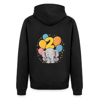 2. Geburtstag Elefant Kindergeburtstag - Unisex Premium Bio Zip Hoodie - Schwarz - Hinten - Nico (187cm)