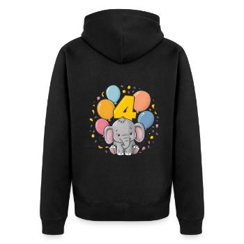 4th Birthday Elephant Children's Birthday Party - Unisex Premium Organic Zip Hoodie - black - Back - Nico (187cm)