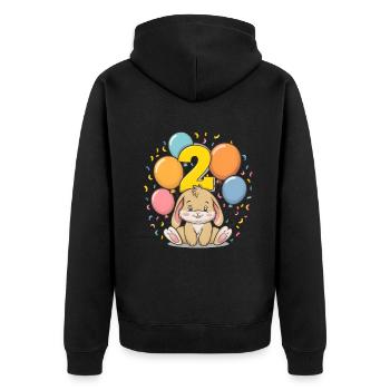 2. Geburtstag Hase Kaninchen Kindergeburtstag - Unisex Premium Bio Zip Hoodie - Schwarz - Hinten - Nico (187cm)