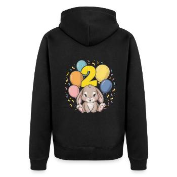 2. Geburtstag Hase Kaninchen Kindergeburtstag - Unisex Premium Bio Zip Hoodie - Schwarz - Hinten - Nico (187cm)