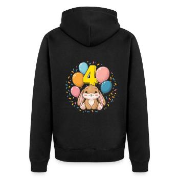 4th Birthday Bunny Rabbit Children's Birthday Party - Unisex Premium Organic Zip Hoodie - black - Back - Nico (187cm)