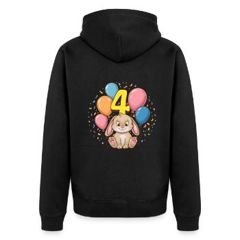 4th Birthday Bunny Rabbit Children's Birthday Party - Unisex Premium Organic Zip Hoodie - black - Back - Nico (187cm)