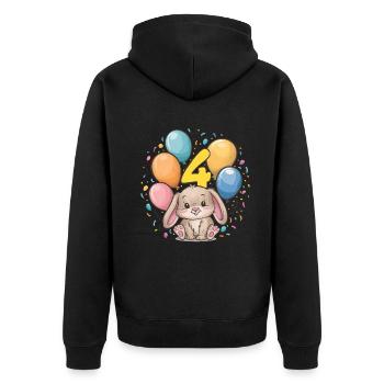 4th Birthday Bunny Rabbit Children's Birthday Party - Unisex Premium Organic Zip Hoodie - black - Back - Nico (187cm)