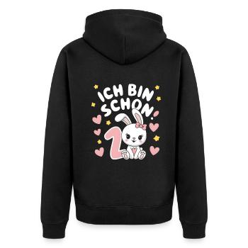 2. Geburtstag Hase Häschen Kindergeburtstag - Unisex Premium Bio Zip Hoodie - Schwarz - Hinten - Nico (187cm)
