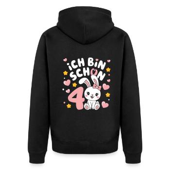 4th Birthday Bunny Bunny Children's Birthday Party - Unisex Premium Organic Zip Hoodie - black - Back - Nico (187cm)