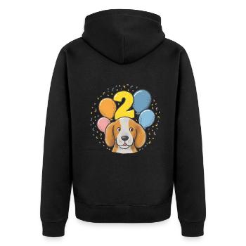 2. Geburtstag Hund Hündchen Kindergeburtstag - Unisex Premium Bio Zip Hoodie - Schwarz - Hinten - Nico (187cm)