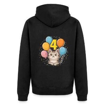 4th Birthday Cat Kitten Children's Birthday Party - Unisex Premium Organic Zip Hoodie - black - Back - Nico (187cm)