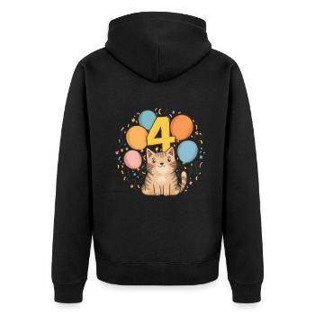 4th Birthday Cat Kitten Children's Birthday Party - Unisex Premium Organic Zip Hoodie - black - Back - Nico (187cm)