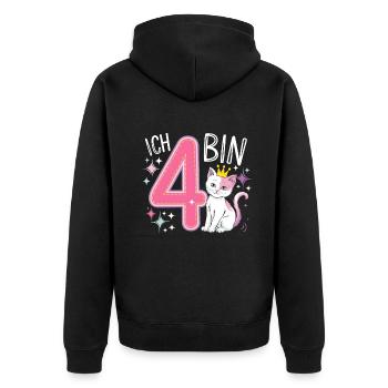 4th Birthday Cat Kitten Children's Birthday Party - Unisex Premium Organic Zip Hoodie - black - Back - Nico (187cm)