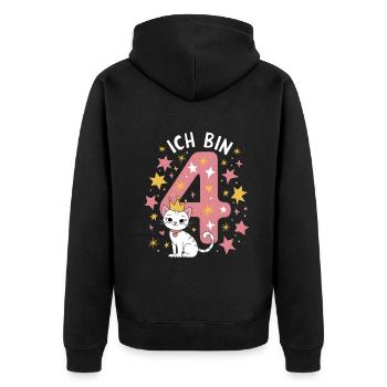 4th Birthday Cat Kitten Children's Birthday Party - Unisex Premium Organic Zip Hoodie - black - Back - Nico (187cm)