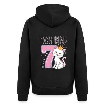 7e anniversaire chat chaton fête d’anniversaire des enfants - Veste à capuche bio Premium Unisexe - noir - Dos - Nico (187cm)