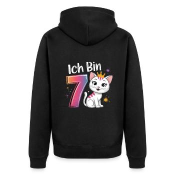 7e anniversaire chat chaton fête d’anniversaire des enfants - Veste à capuche bio Premium Unisexe - noir - Dos - Nico (187cm)