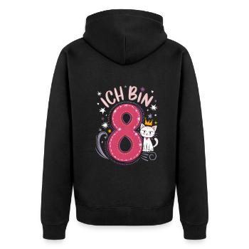8th Birthday Cat Kitten Children's Birthday - Unisex Premium Organic Zip Hoodie - black - Back - Nico (187cm)