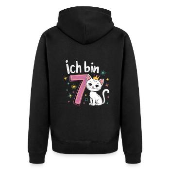 7e anniversaire chat chaton fête d’anniversaire des enfants - Veste à capuche bio Premium Unisexe - noir - Dos - Nico (187cm)