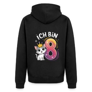 8th Birthday Cat Kitten Children's Birthday - Unisex Premium Organic Zip Hoodie - black - Back - Nico (187cm)