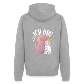 8. Geburtstag Katze Kätzchen Kindergeburtstag - Unisex Premium Bio Zip Hoodie - Grau meliert - Hinten - Nico (187cm)