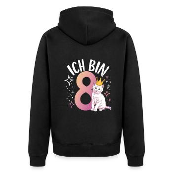 8th Birthday Cat Kitten Children's Birthday - Unisex Premium Organic Zip Hoodie - black - Back - Nico (187cm)