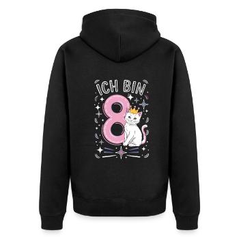 8th Birthday Cat Kitten Children's Birthday - Unisex Premium Organic Zip Hoodie - black - Back - Nico (187cm)