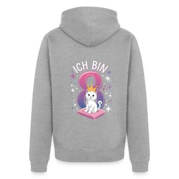 8. Geburtstag Katze Kätzchen Kindergeburtstag - Unisex Premium Bio Zip Hoodie - Grau meliert - Hinten - Nico (187cm)
