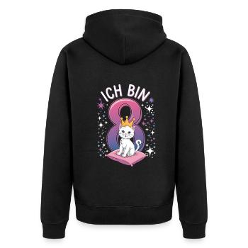 8th Birthday Cat Kitten Children's Birthday - Unisex Premium Organic Zip Hoodie - black - Back - Nico (187cm)