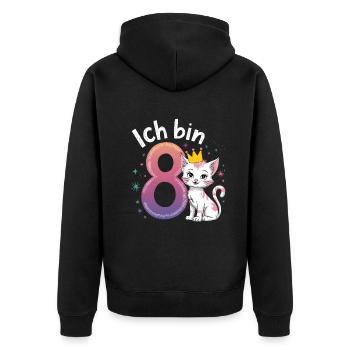 8th Birthday Cat Kitten Children's Birthday - Unisex Premium Organic Zip Hoodie - black - Back - Nico (187cm)