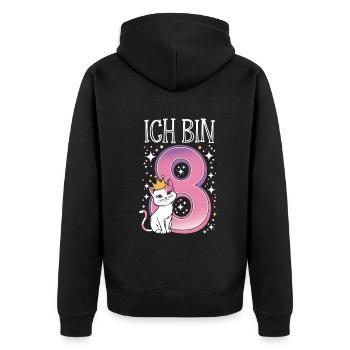 8th Birthday Cat Kitten Children's Birthday - Unisex Premium Organic Zip Hoodie - black - Back - Nico (187cm)