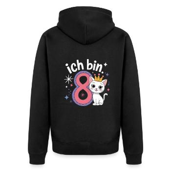8th Birthday Cat Kitten Children's Birthday - Unisex Premium Organic Zip Hoodie - black - Back - Nico (187cm)