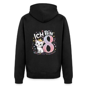 8th Birthday Cat Kitten Children's Birthday - Unisex Premium Organic Zip Hoodie - black - Back - Nico (187cm)