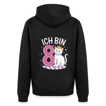 8th Birthday Cat Kitten Children's Birthday - Unisex Premium Organic Zip Hoodie - black - Back - Nico (187cm)