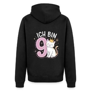 9th Birthday Cat Kitten Children's Birthday - Unisex Premium Organic Zip Hoodie - black - Back - Nico (187cm)