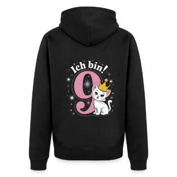 9th Birthday Cat Kitten Children's Birthday - Unisex Premium Organic Zip Hoodie - black - Back - Nico (187cm)