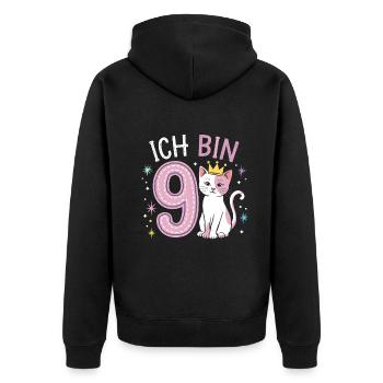 9th Birthday Cat Kitten Children's Birthday - Unisex Premium Organic Zip Hoodie - black - Back - Nico (187cm)