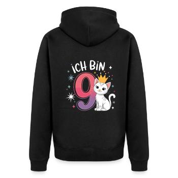 9th Birthday Cat Kitten Children's Birthday - Unisex Premium Organic Zip Hoodie - black - Back - Nico (187cm)