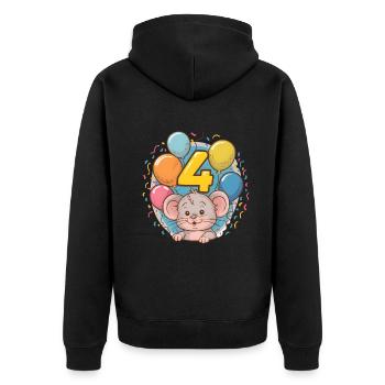 4th Birthday Mouse Children's Birthday Party - Unisex Premium Organic Zip Hoodie - black - Back - Nico (187cm)