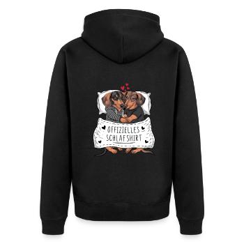 Chemise de nuit officielle Couple de teckels mignons - Veste à capuche bio Premium Unisexe - noir - Dos - Nico (187cm)