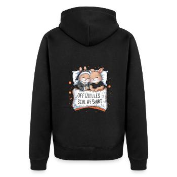 Offizielles Schlafshirt Süßes Hase Hasen Paar - Unisex Premium Bio Zip Hoodie - Schwarz - Hinten - Nico (187cm)